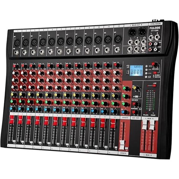 12 Channel Professional Audio Mixer with Bluetooth and USB