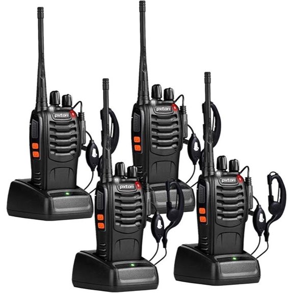 Pxton 16-Channel Walkie Talkies with Earpieces (4 Pack)