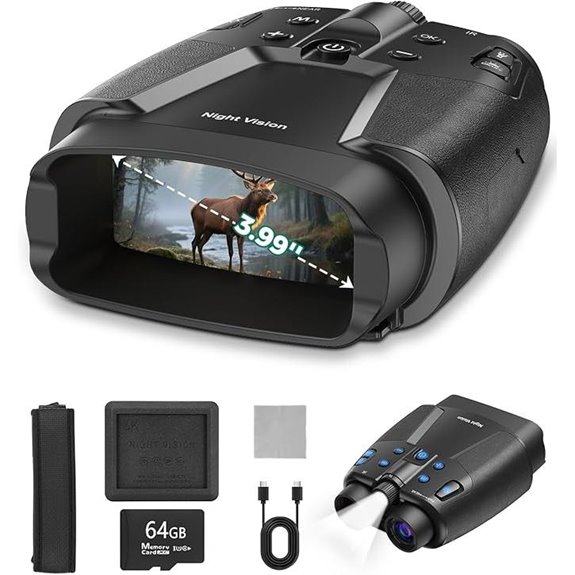 Night Vision Binoculars with 4K HD Screen & Rechargeable Battery