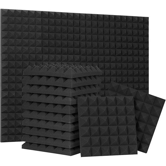 24 Pack Black Pyramid Acoustic Foam Panels