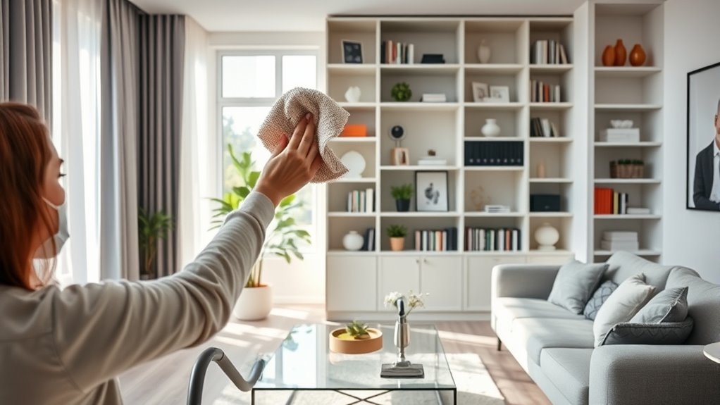 clear clutter before dusting