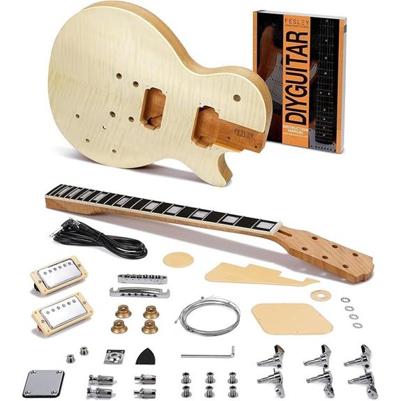 Fesley DIY LP Electric Guitar Kit with Flamed Maple