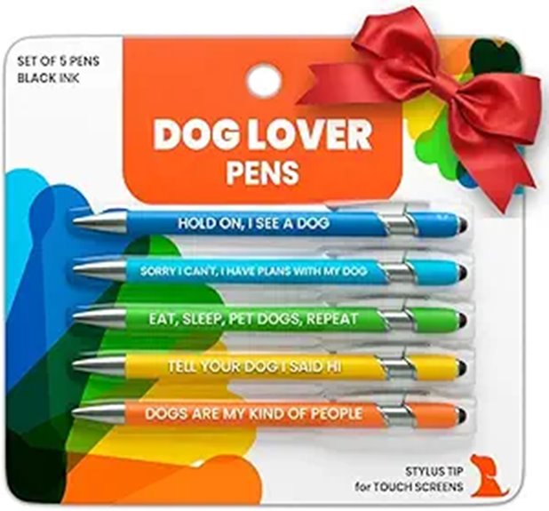 Dog Lover Gift Pen Set – 5 Stylus Ballpoint Pens