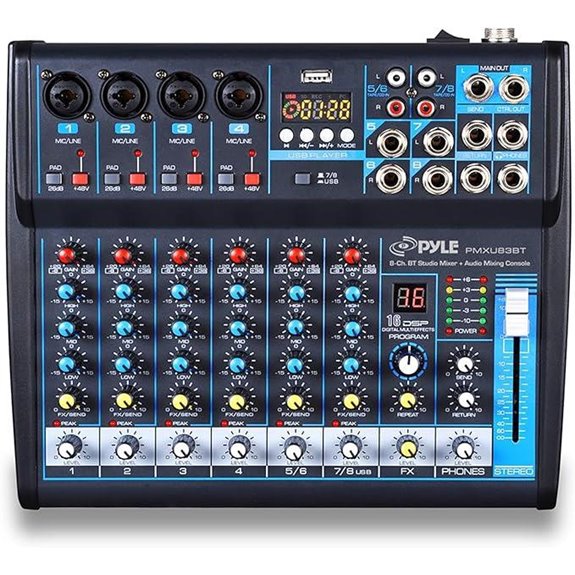 Pyle 8-Channel Digital Audio Mixer with USB & Bluetooth