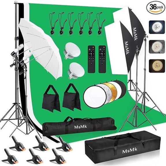 Upgraded Photography Lighting Kit with Backdrop and Softbox