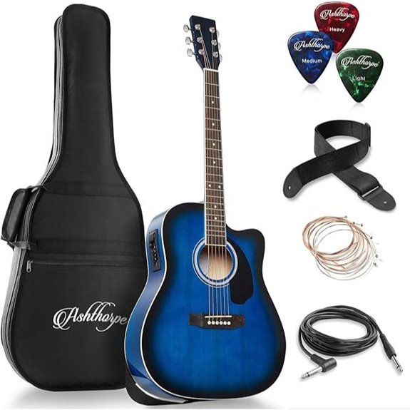 Ashthorpe Full-Size Dreadnought Acoustic-Electric Guitar Bundle