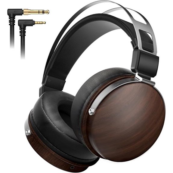 Wired Studio Headphones with Detachable Cables and Leather