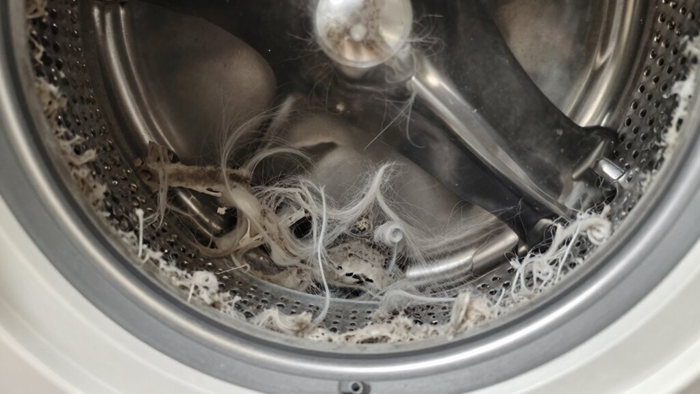 lint accumulates in hidden areas