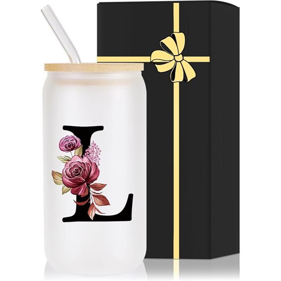 monogrammed glass drink cup