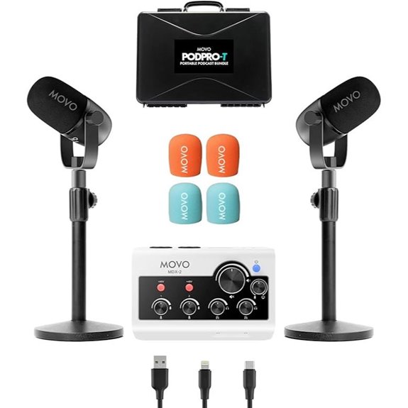 Movo Portable Podcast Kit for Smartphones and Computers