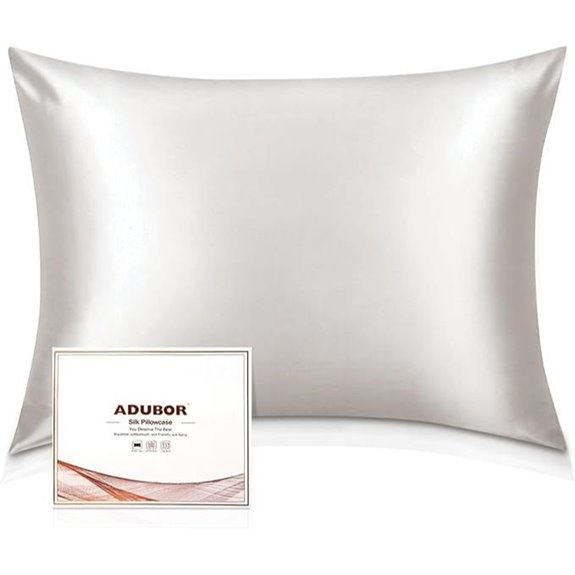 Adubor 100% Mulberry Silk Pillowcase Ivory 20x26 inches