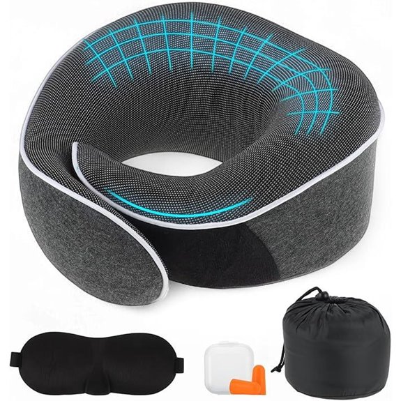 VOCOSTE Neck Pillow for Travel with Eye Mask & Earplugs