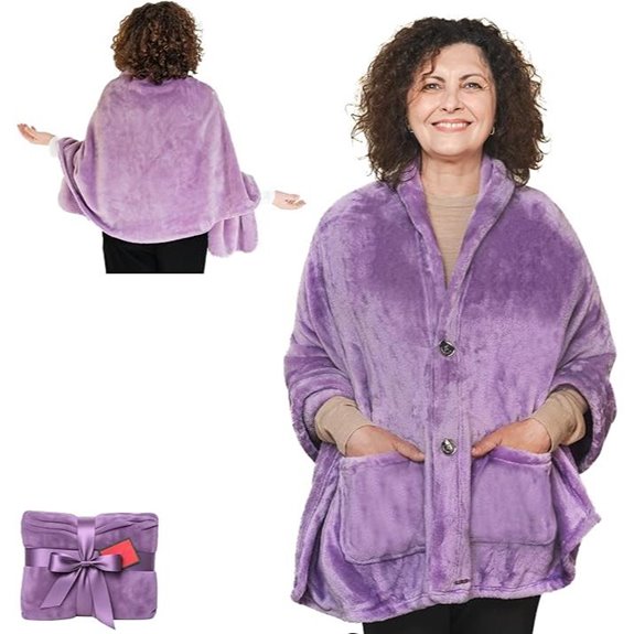 Fleece Poncho Blanket Wrap Shawl Gift for Women